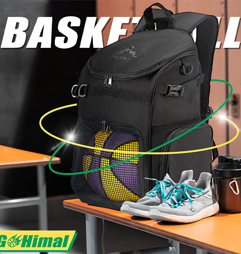 GoHimal Basketball Backpack, Large Sports Bag With Ball Compartment for Men and Women